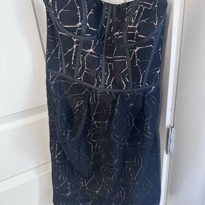 Chic Black Strapless Dress with Silver Accents